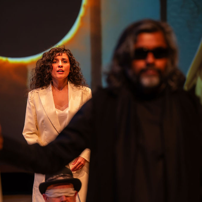 Dina Zarif as Cordelia with J Jha as King Lear